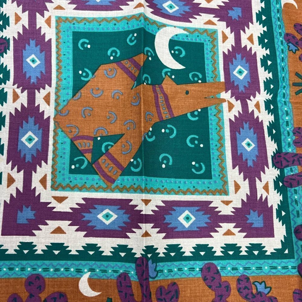 Southwestern NWOT Wolf Cactus Moon Aztec Cotton Made sun The USA scarf.